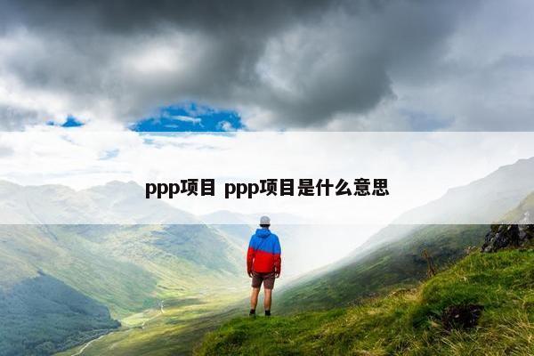 ppp项目 ppp项目是什么意思