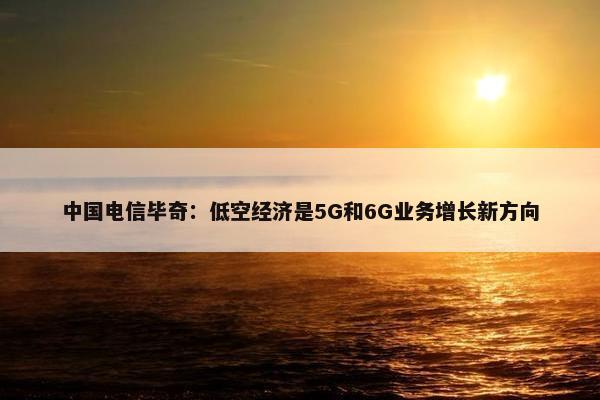 中国电信毕奇：低空经济是5G和6G业务增长新方向